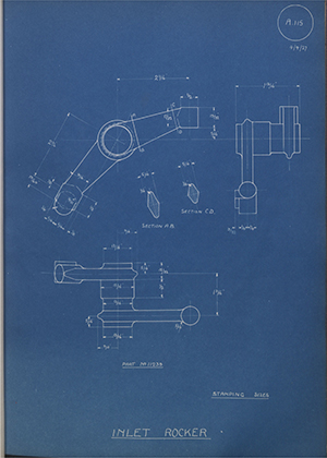 A.J Stevens & Co LTD 11239 Inlet Rocker WH Tildesley Forging Technical Drawing