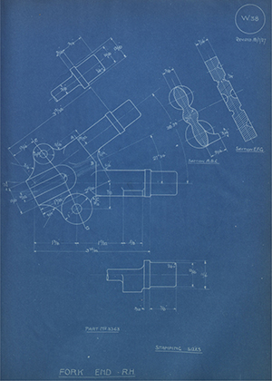 A.J Stevens & Co LTD 11363 Fork End - RH WH Tildesley Forging Technical Drawing