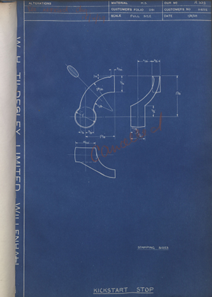 A.J Stevens & Co LTD 11652 Kickstart Stop WH Tildesley Forging Technical Drawing