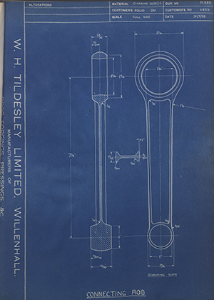 A.J Stevens & Co LTD 11653 Connecting Rod WH Tildesley Forging Technical Drawing