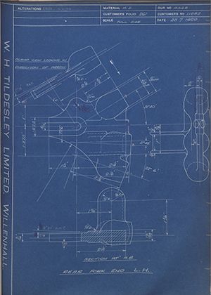 A.J Stevens & Co LTD 11882 Rear Fork End LH WH Tildesley Forging Technical Drawing