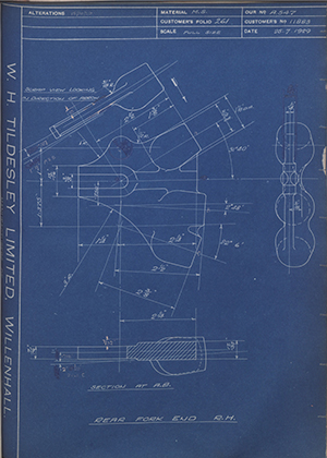 A.J Stevens & Co LTD 11883 Rear Fork End RH WH Tildesley Forging Technical Drawing