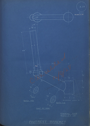 A.J Stevens & Co LTD 15021 Footrest Bracket WH Tildesley Forging Technical Drawing