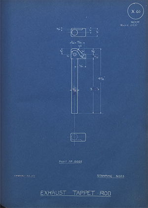 A.J Stevens & Co LTD 15025 Exhaust Tappet Rod WH Tildesley Forging Technical Drawing