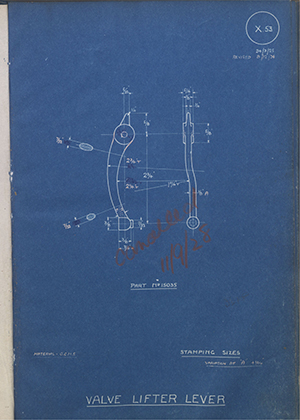 A.J Stevens & Co LTD 15035 Valve Lifter Lever WH Tildesley Forging Technical Drawing