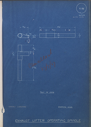 A.J Stevens & Co LTD 15036 Exhaust Lifter Operating Spindle WH Tildesley Forging Technical Drawing