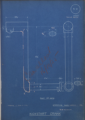 A.J Stevens & Co LTD 15073 Kickstart Crank WH Tildesley Forging Technical Drawing