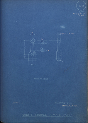 A.J Stevens & Co LTD 15074 Short Change Speed Lever WH Tildesley Forging Technical Drawing