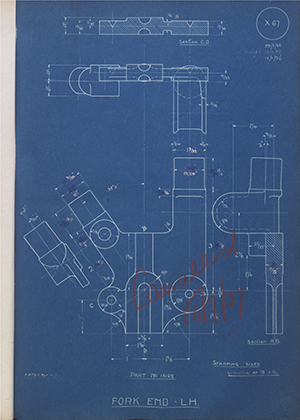 A.J Stevens & Co LTD 15102 Fork End - LH WH Tildesley Forging Technical Drawing