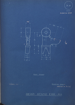 A.J Stevens & Co LTD 15107 Rear Stand Ear - RH WH Tildesley Forging Technical Drawing