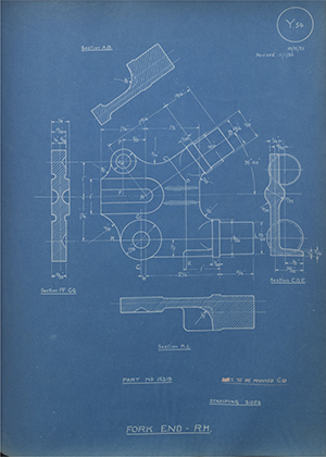 A.J Stevens & Co LTD 15319 Fork End - RH WH Tildesley Forging Technical Drawing