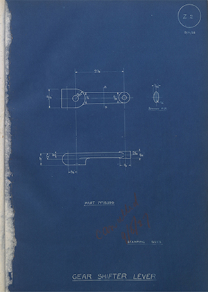 A.J Stevens & Co LTD 15384 Gear Shifter Lever WH Tildesley Forging Technical Drawing