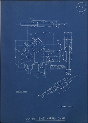 A.J Stevens & Co LTD 15467 Fork End - RH - 3 1/2HP WH Tildesley Forging Technical Drawing