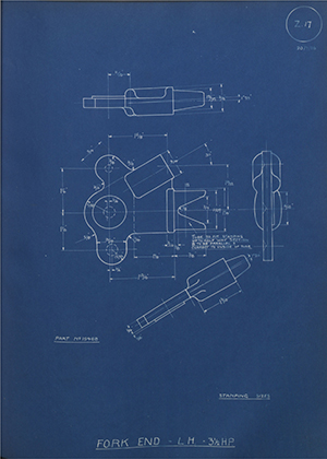 A.J Stevens & Co LTD 15468 Fork End - LH - 3 1/2 HP WH Tildesley Forging Technical Drawing