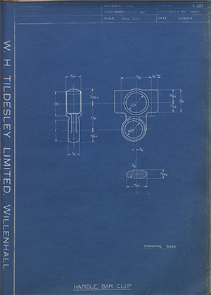 A.J Stevens & Co LTD 16310 Handle Bar Clip WH Tildesley Forging Technical Drawing