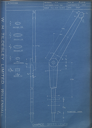 A.J Stevens & Co LTD 17319 Change Speed Lever WH Tildesley Forging Technical Drawing