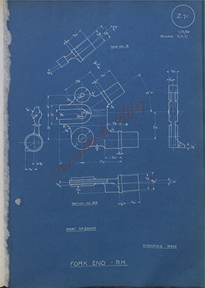 A.J Stevens & Co LTD 20007 Fork End - RH WH Tildesley Forging Technical Drawing