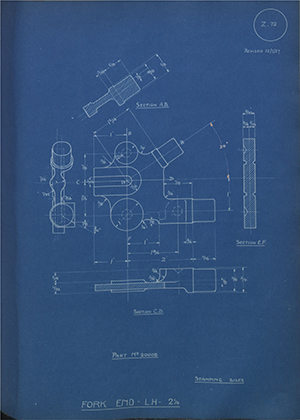 A.J Stevens & Co LTD 20008 Fork End - LH - 2 1/4 WH Tildesley Forging Technical Drawing