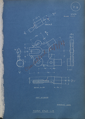 A.J Stevens & Co LTD 20008 Fork End - LH WH Tildesley Forging Technical Drawing