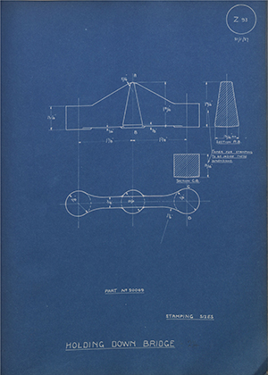 A.J Stevens & Co LTD 20069 Holding Down Bridge WH Tildesley Forging Technical Drawing