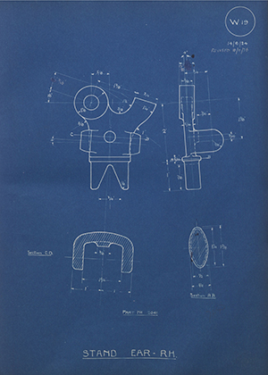 A.J Stevens & Co LTD 2041 Stand Ear - RH WH Tildesley Forging Technical Drawing