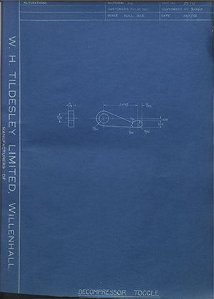 A.J Stevens & Co LTD 21560 Decompressor Toggle WH Tildesley Forging Technical Drawing