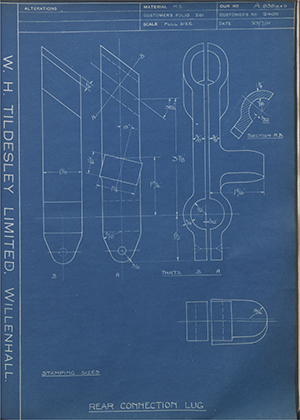 A.J Stevens & Co LTD 2405 Rear Connection Lug WH Tildesley Forging Technical Drawing