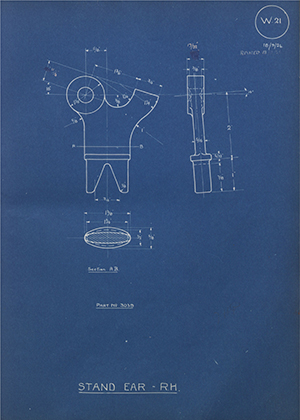 A.J Stevens & Co LTD 3039 Stand Ear - RH WH Tildesley Forging Technical Drawing