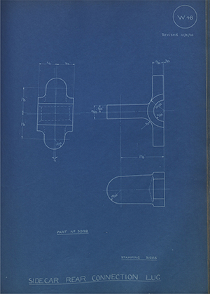 A.J Stevens & Co LTD 3048 Sidecar Connection Lug WH Tildesley Forging Technical Drawing