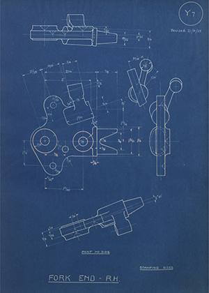 A.J Stevens & Co LTD 3196 Fork End - RH WH Tildesley Forging Technical Drawing