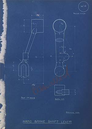 A.J Stevens & Co LTD 32208 Hand Brake Shaft Lever WH Tildesley Forging Technical Drawing