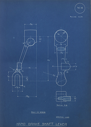 A.J Stevens & Co LTD 32208 Hand Brake Shaft Lever WH Tildesley Forging Technical Drawing