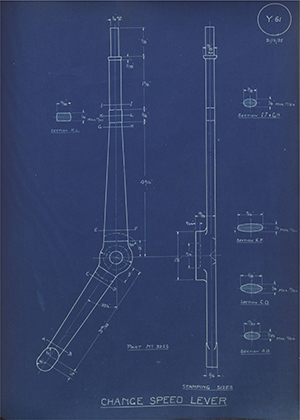 A.J Stevens & Co LTD 3256 Change Speed Lever WH Tildesley Forging Technical Drawing