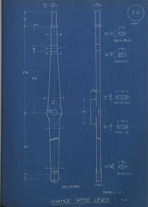 A.J Stevens & Co LTD 3363 Change Speed Lever - 7HP WH Tildesley Forging Technical Drawing