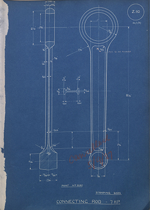 A.J Stevens & Co LTD 3395 Connecting Rod - 7HP WH Tildesley Forging Technical Drawing