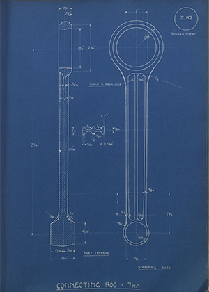 A.J Stevens & Co LTD 3395 Connecting Rod - 7HP WH Tildesley Forging Technical Drawing