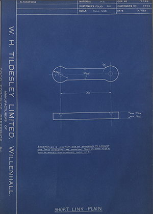 A.J Stevens & Co LTD 3642 Short Link - Plain WH Tildesley Forging Technical Drawing