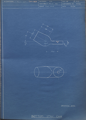 A.J Stevens & Co LTD 3956 Bottom Stay Ear WH Tildesley Forging Technical Drawing