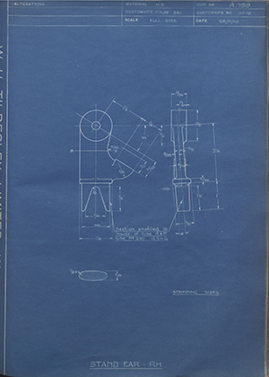 A.J Stevens & Co LTD 3978 Stand Ear - RH WH Tildesley Forging Technical Drawing