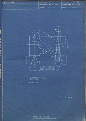 A.J Stevens & Co LTD 3979 Stand Ear - LH WH Tildesley Forging Technical Drawing