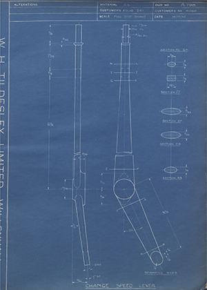 A.J Stevens & Co LTD 4060 Change Speed Lever WH Tildesley Forging Technical Drawing