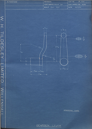 A.J Stevens & Co LTD 4062 Gearbox Lever WH Tildesley Forging Technical Drawing