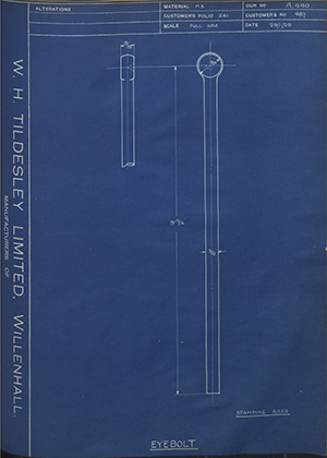 A.J Stevens & Co LTD 487 Eyebolt WH Tildesley Forging Technical Drawing