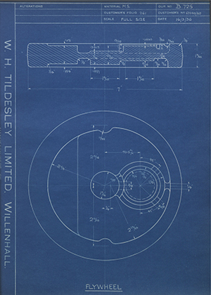 A.J Stevens & Co LTD 63340/60 Flywheel WH Tildesley Forging Technical Drawing