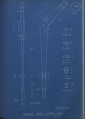 A.J Stevens & Co LTD 89C Change Speed Lever - 7HP WH Tildesley Forging Technical Drawing