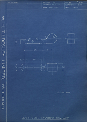 A.J Stevens & Co LTD C1315 Rear Shock Absorber Bracket WH Tildesley Forging Technical Drawing