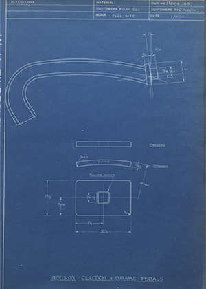 A.J Stevens & Co LTD C1316/C1317 Revision - Clutch & Brake Pedals WH Tildesley Forging Technical Drawing