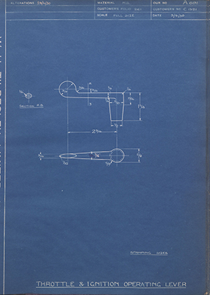 A.J Stevens & Co LTD C1321 Throttle & Ignition Operating Lever WH Tildesley Forging Technical Drawing