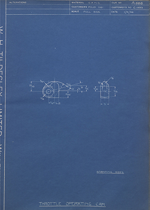 A.J Stevens & Co LTD C1323 Throttle Operating Cam WH Tildesley Forging Technical Drawing