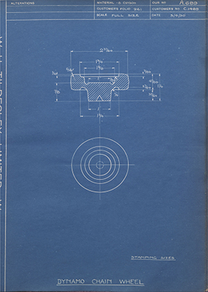 A.J Stevens & Co LTD C1489 Dynamo Chain Wheel WH Tildesley Forging Technical Drawing